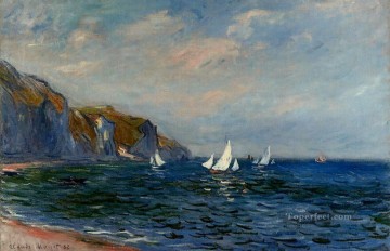  Boat Oil Painting - Cliffs and Sailboats at Pourville Claude Monet